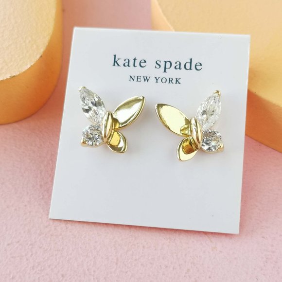 Kate Spade Jewelry - Kate Spade - Social Butterfly Clear Gold Stud Earrings